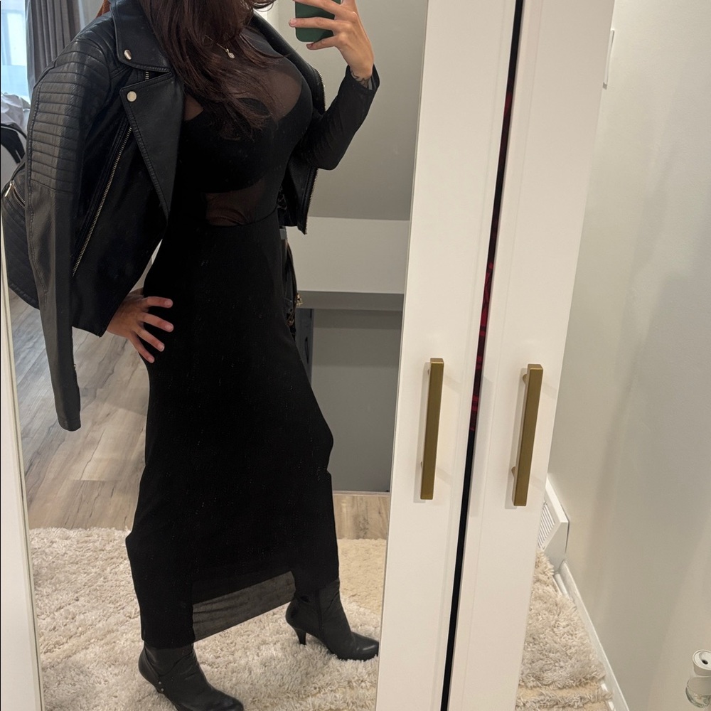 Zara double lined mesh Black Long Skirt